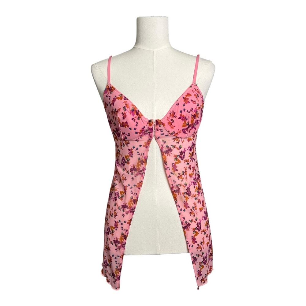 Out From Under Urban Outfitters Floral Pink Sheer Nightgown Babydoll Lingerie M - Picture 9 of 10